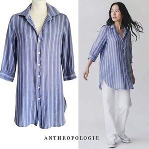 Anthropologie Pins & Needles Long Button Down striped Lightweight Cotton Tunic S